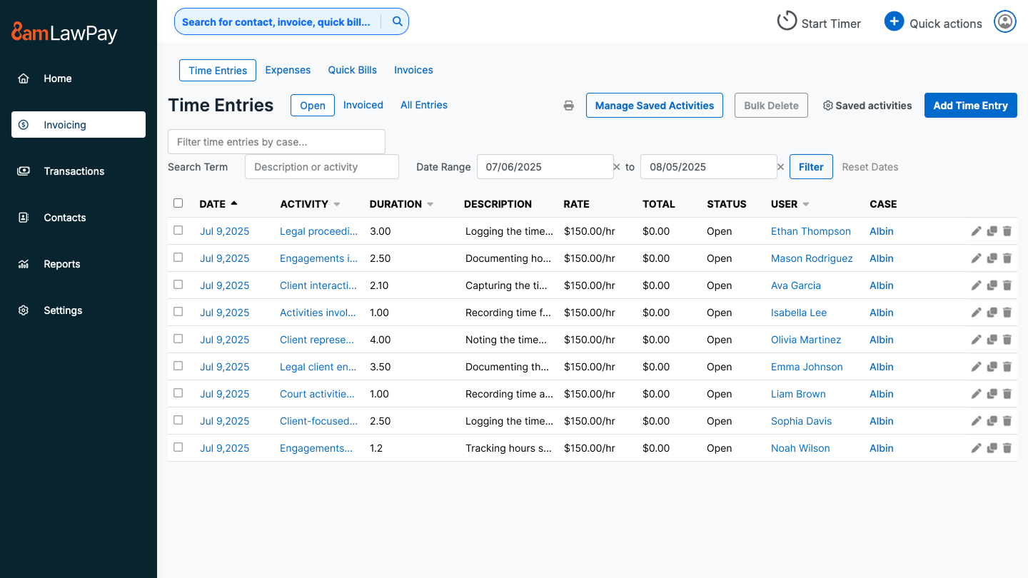 screenshot of 8am LawPay